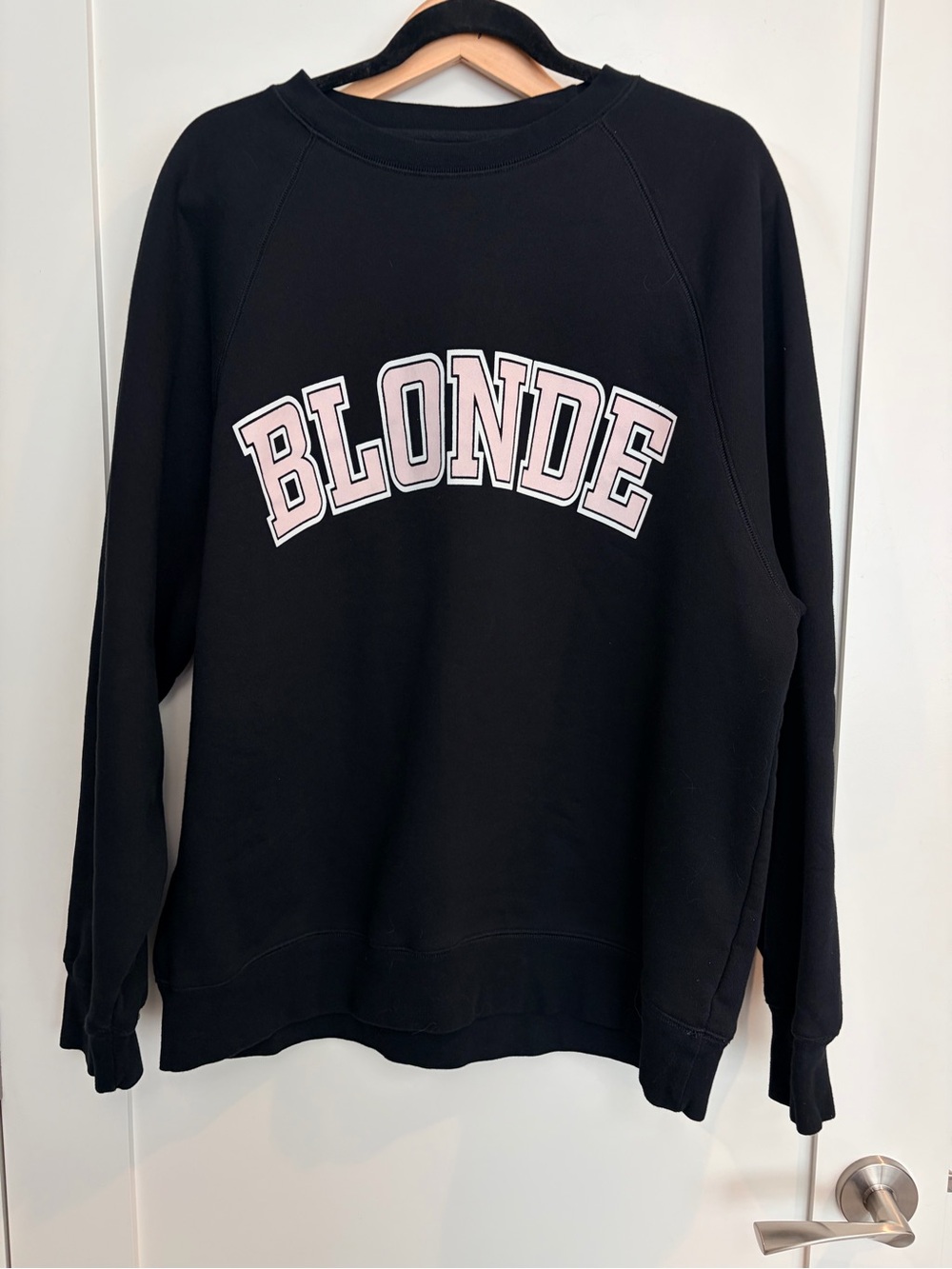 Brunette The Label Crewneck Sweatshirt with Pink 'BLONDE' Medium